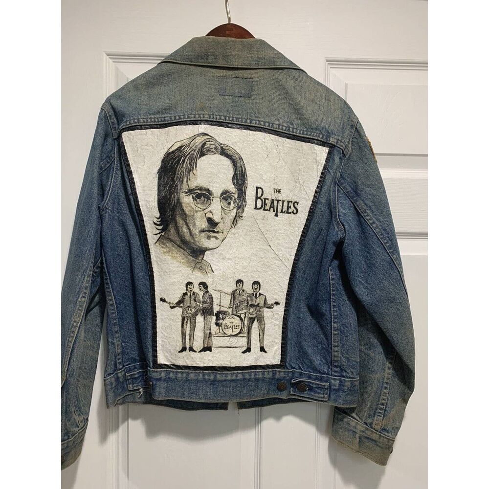 Rare Vintage 1970 Denim Custom Painted Beatles Jacket By Paul Mejias John Lennon